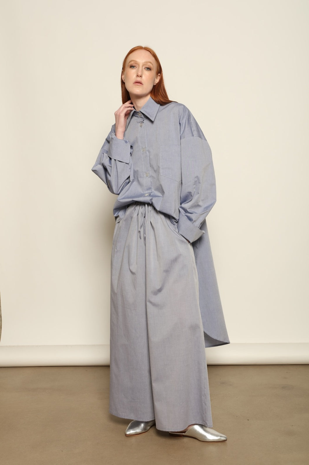 Bettina Dusty Blue Long Shirt - House of Woven Stories