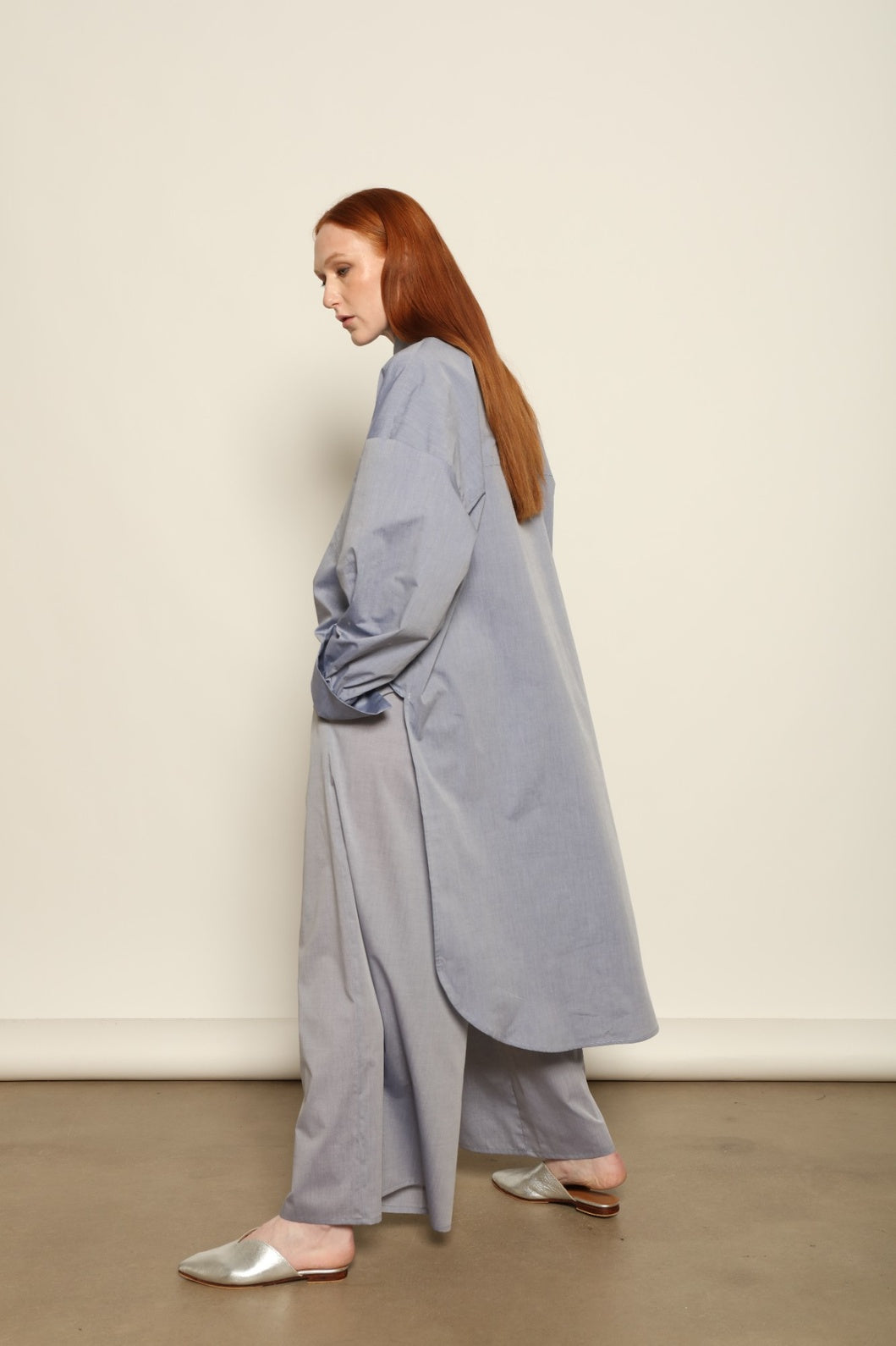 Bettina Dusty Blue Long Shirt - House of Woven Stories