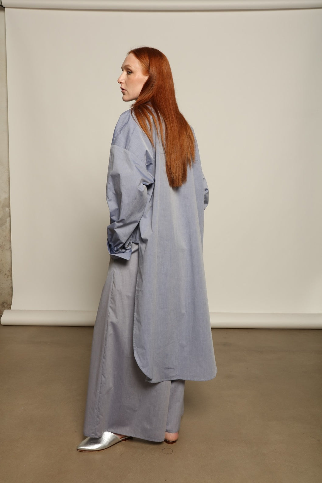 Bettina Dusty Blue Long Shirt - House of Woven Stories