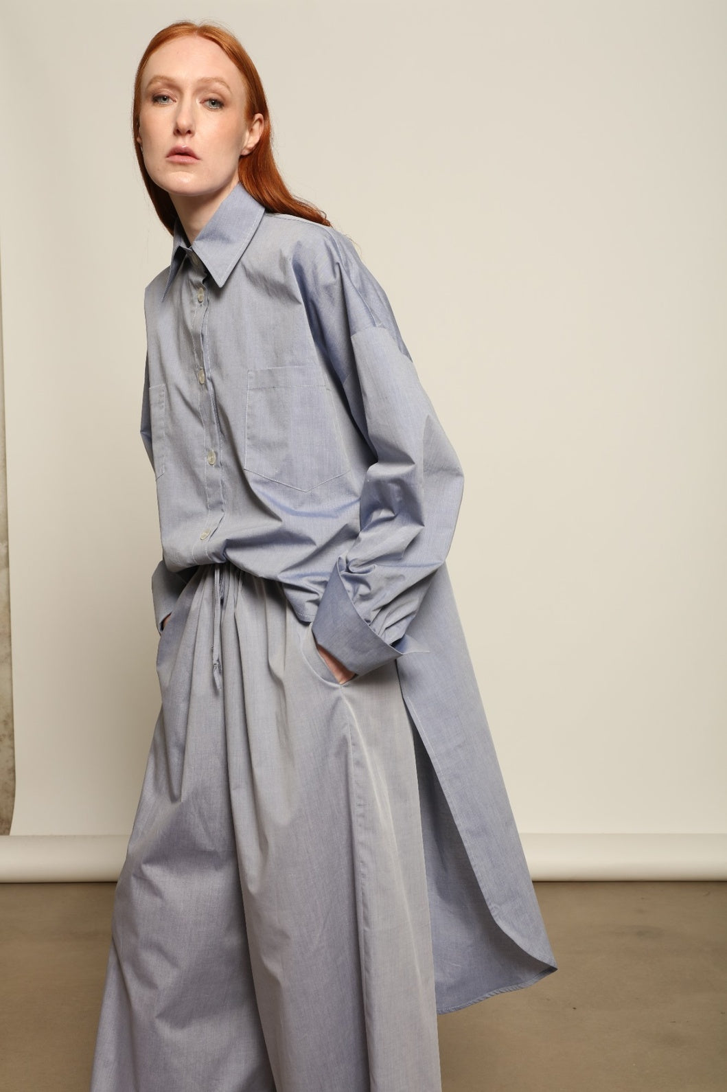 Bettina Dusty Blue Long Shirt - House of Woven Stories