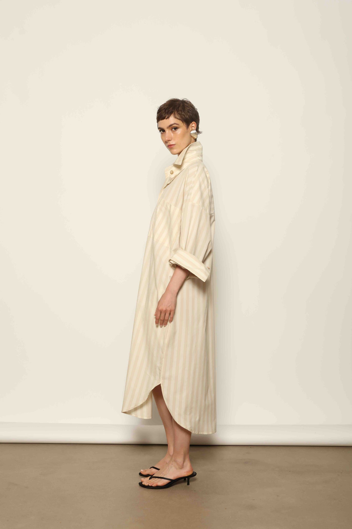 Bettina Sand White Striped Dress - House of Woven Stories