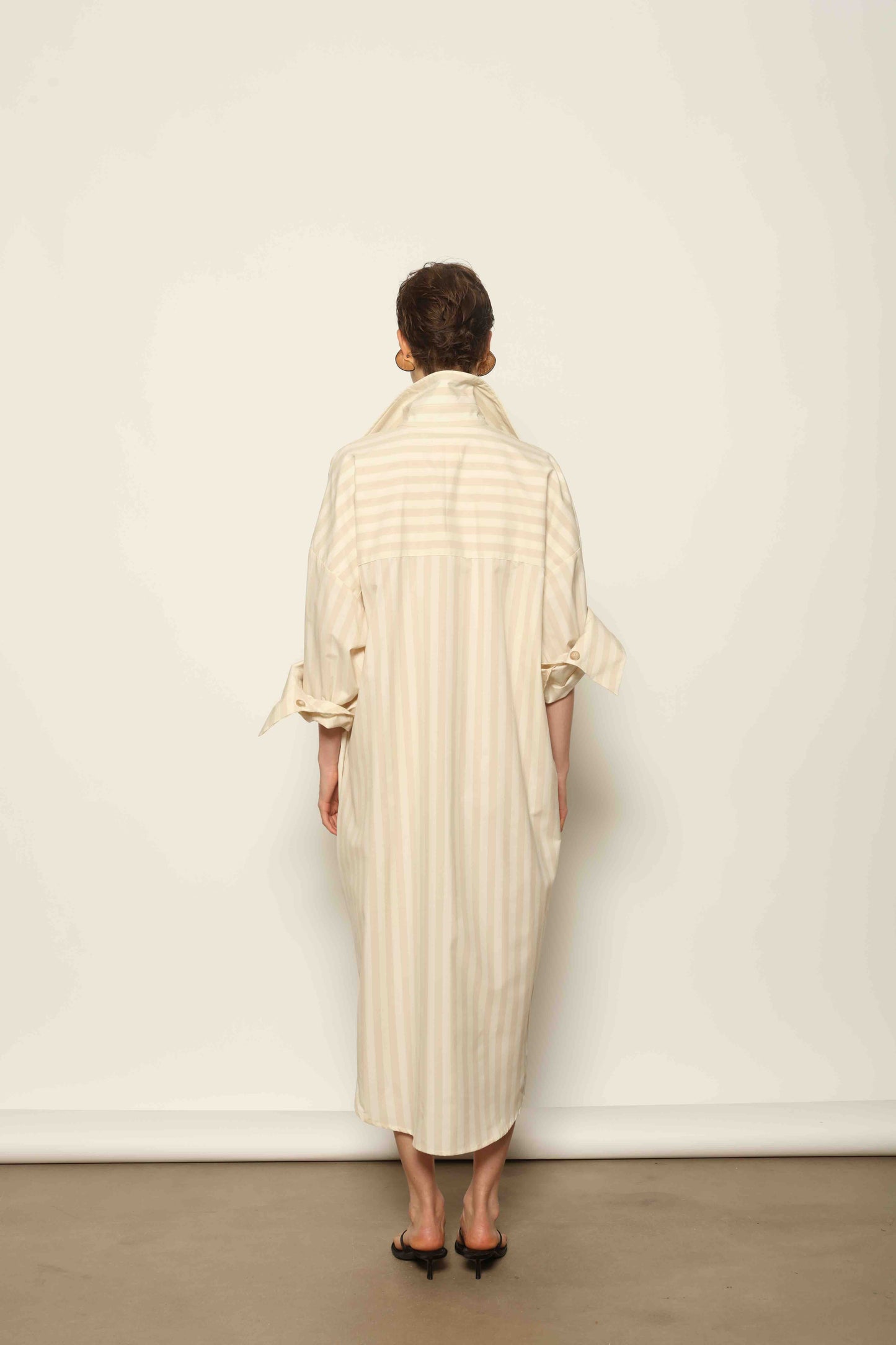 Bettina Sand White Striped Dress - House of Woven Stories