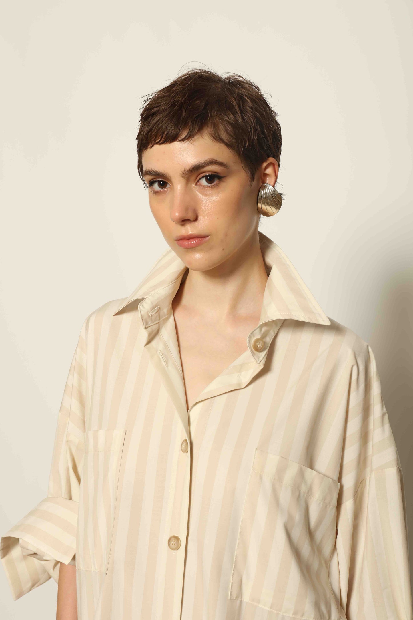 Bettina Sand White Striped Dress - House of Woven Stories