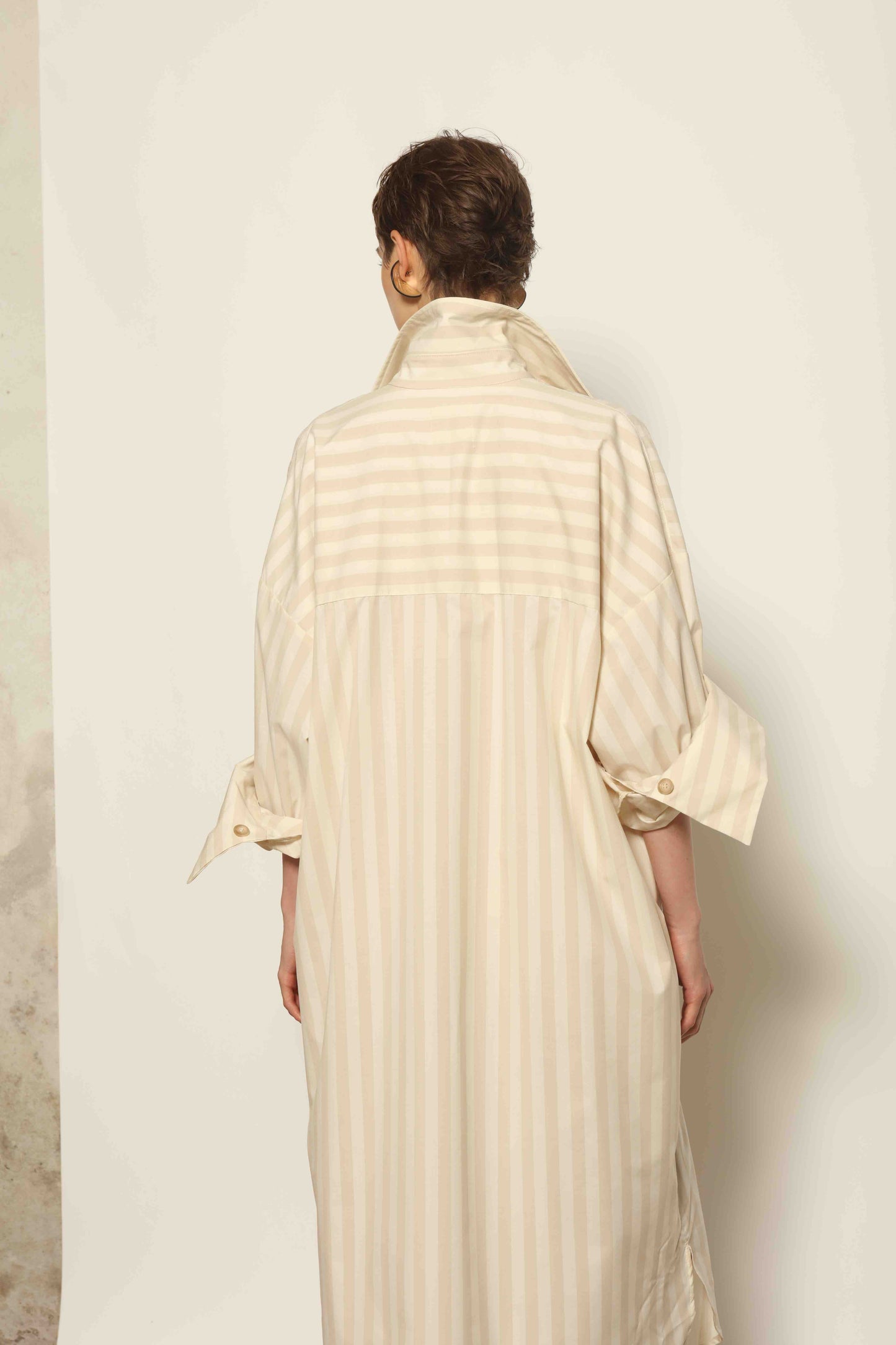 Bettina Sand White Striped Dress - House of Woven Stories