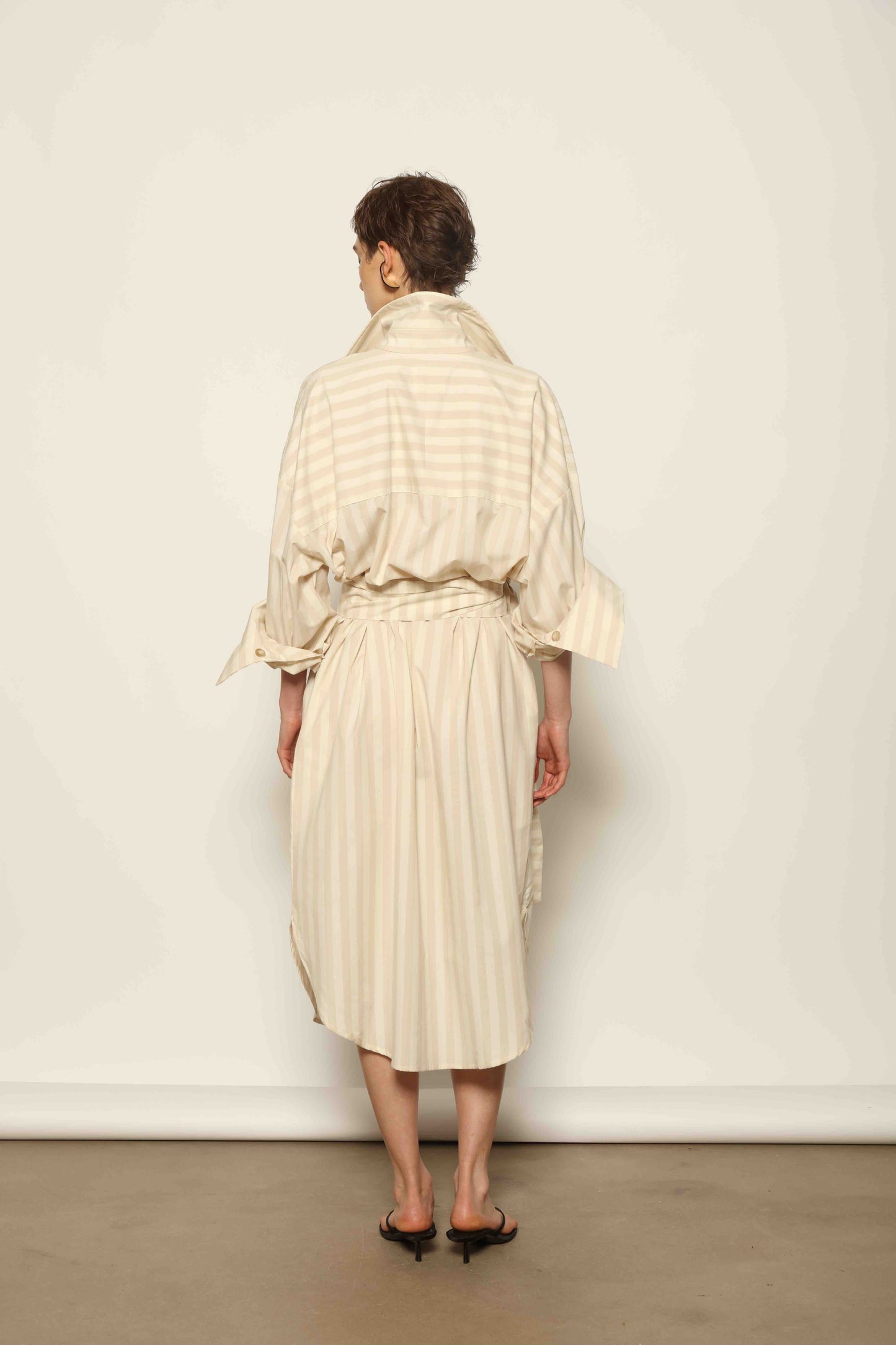 Bettina Sand White Striped Dress - House of Woven Stories