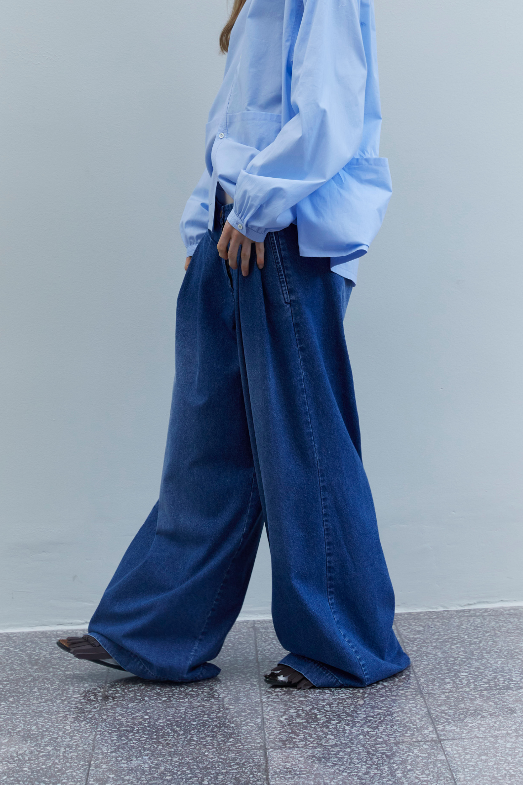 Katherine Washed Blue Pant - Maison Jejia