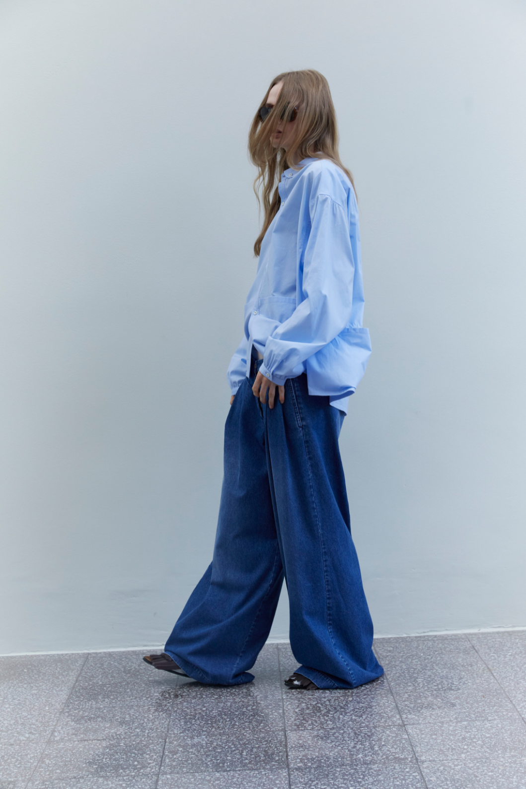 Katherine Washed Blue Pant - Maison Jejia