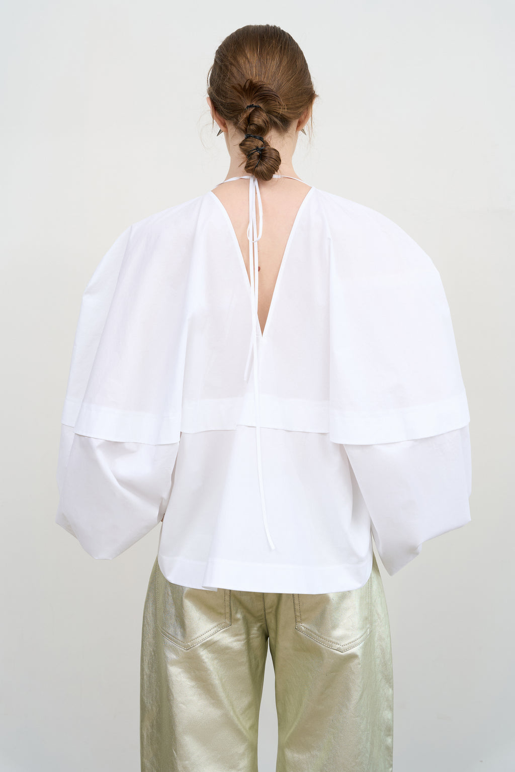 Embroidered Poplin Balloon Blouse - Litkovska