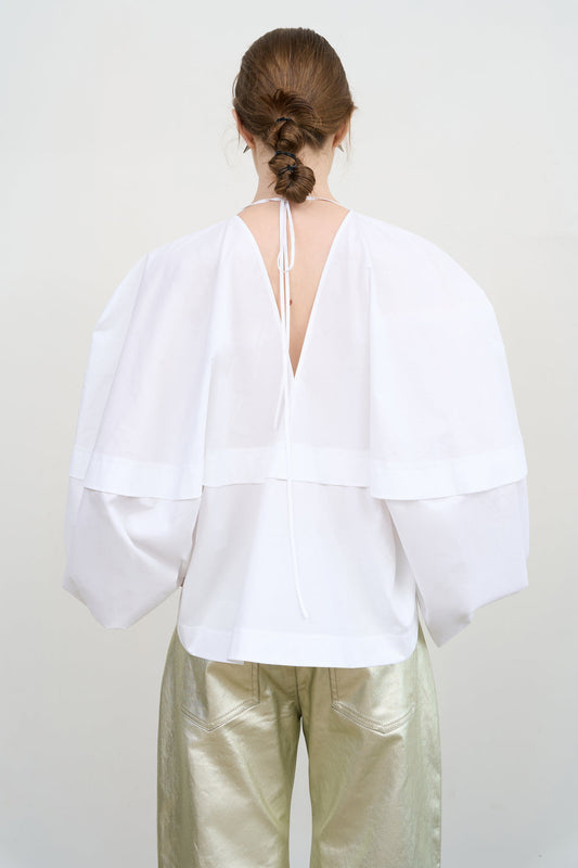 Embroidered Poplin Balloon Blouse - Litkovska