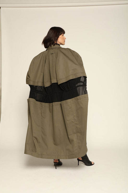 Decontructed Trench Cape with Contrasting Waist - Litkovska