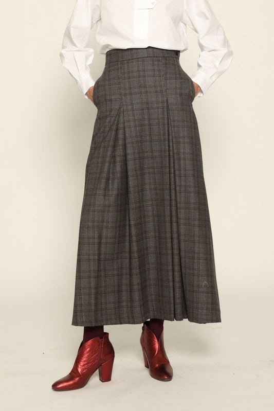 Londra Brown Checked Skirt - House of Woven Stories