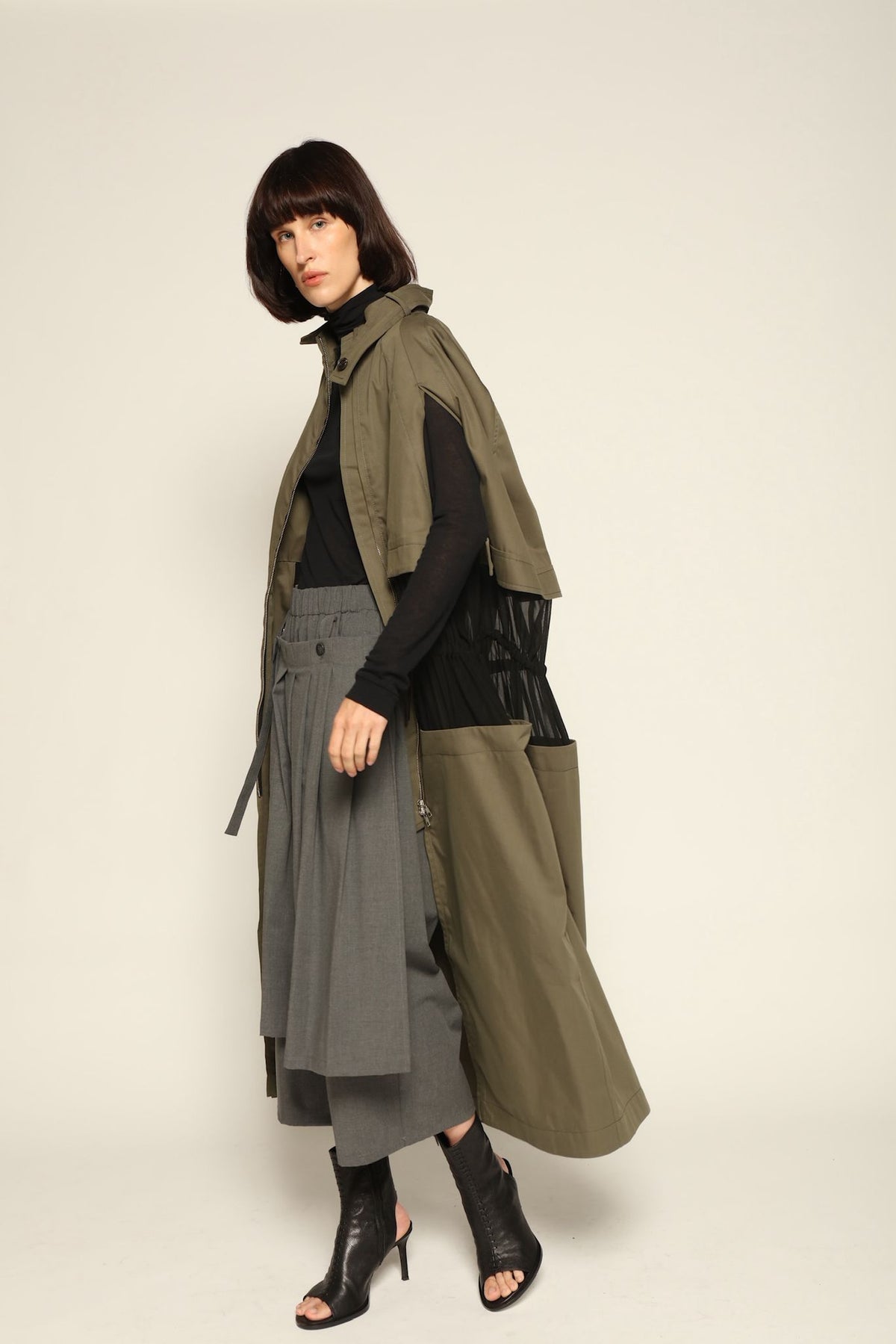 Decontructed Trench Cape with Contrasting Waist - Litkovska