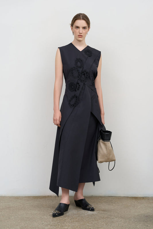 Layered Midi Dress with Embroidery - Litkovska