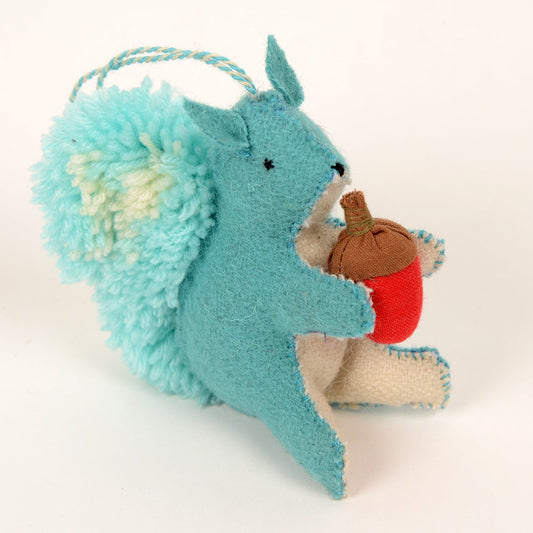 Alva handcrafted squirrel-shaped hanging charm made from upcycled fabric by SilaiWali. Available at House of Woven Stories.