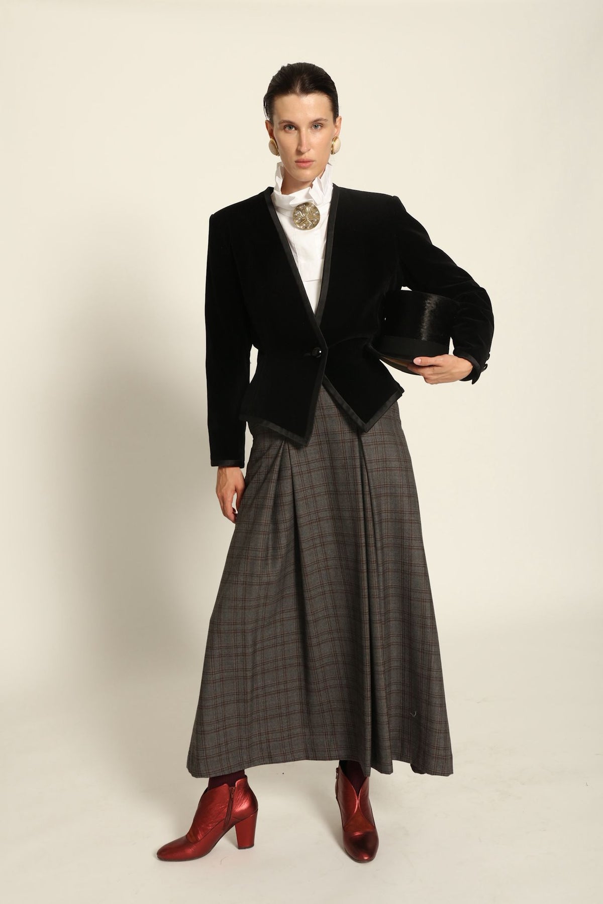 Londra Brown Checked Skirt - House of Woven Stories