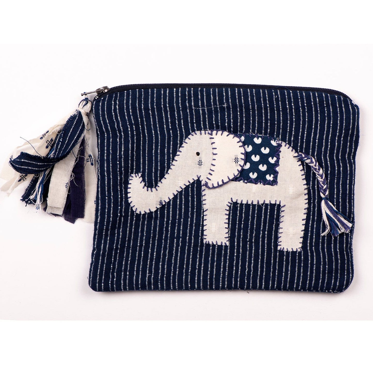 SilaiWali handcrafted vanity pouch made from upcycled fabric, sewn by Afghan refugee women