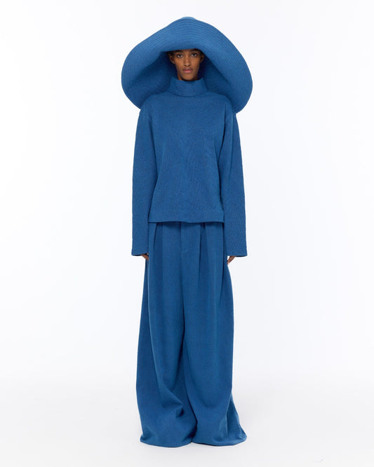 The Mid Rise French Blue Boucle Pant - Marrakshi Life