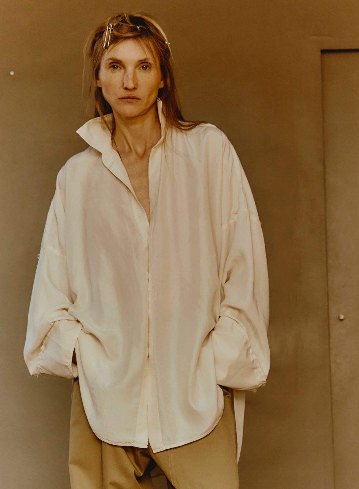 Maison Jejia Orlando Silk Shirt with a fluid silhouette and softly lustrous silk finish, curated by House of Nomad Stories