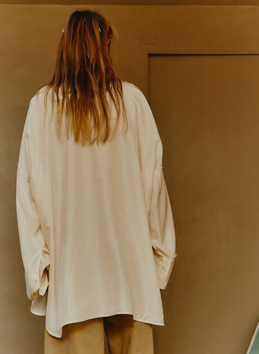 Maison Jejia Orlando Silk Shirt with lightweight silk, relaxed proportions and an elegant natural drape, curated by House of Nomad Stories