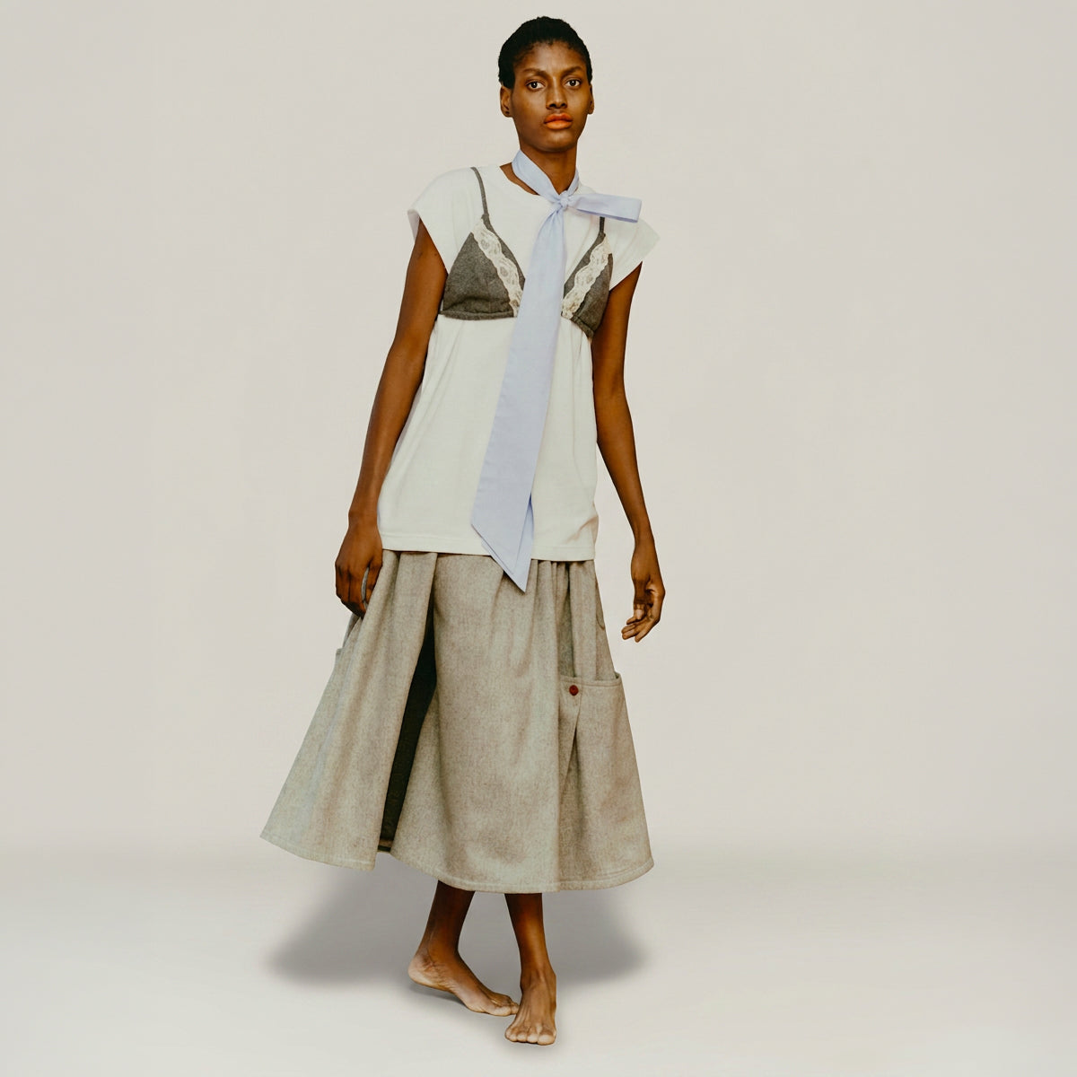 Maison Jejia Ryan Baby Bermu in bicolor flannel with dramatic volume and a wide skirt like Bermuda silhouette, curated by House of Nomad Stories