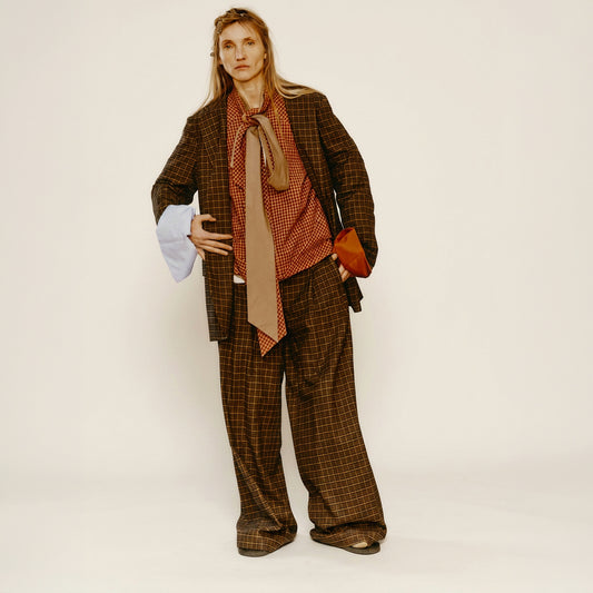 Maison Jejia Harry Blazer in Pied de Poule with a refined menswear inspired cut and relaxed Milanese proportions by House of Nomad Stories 