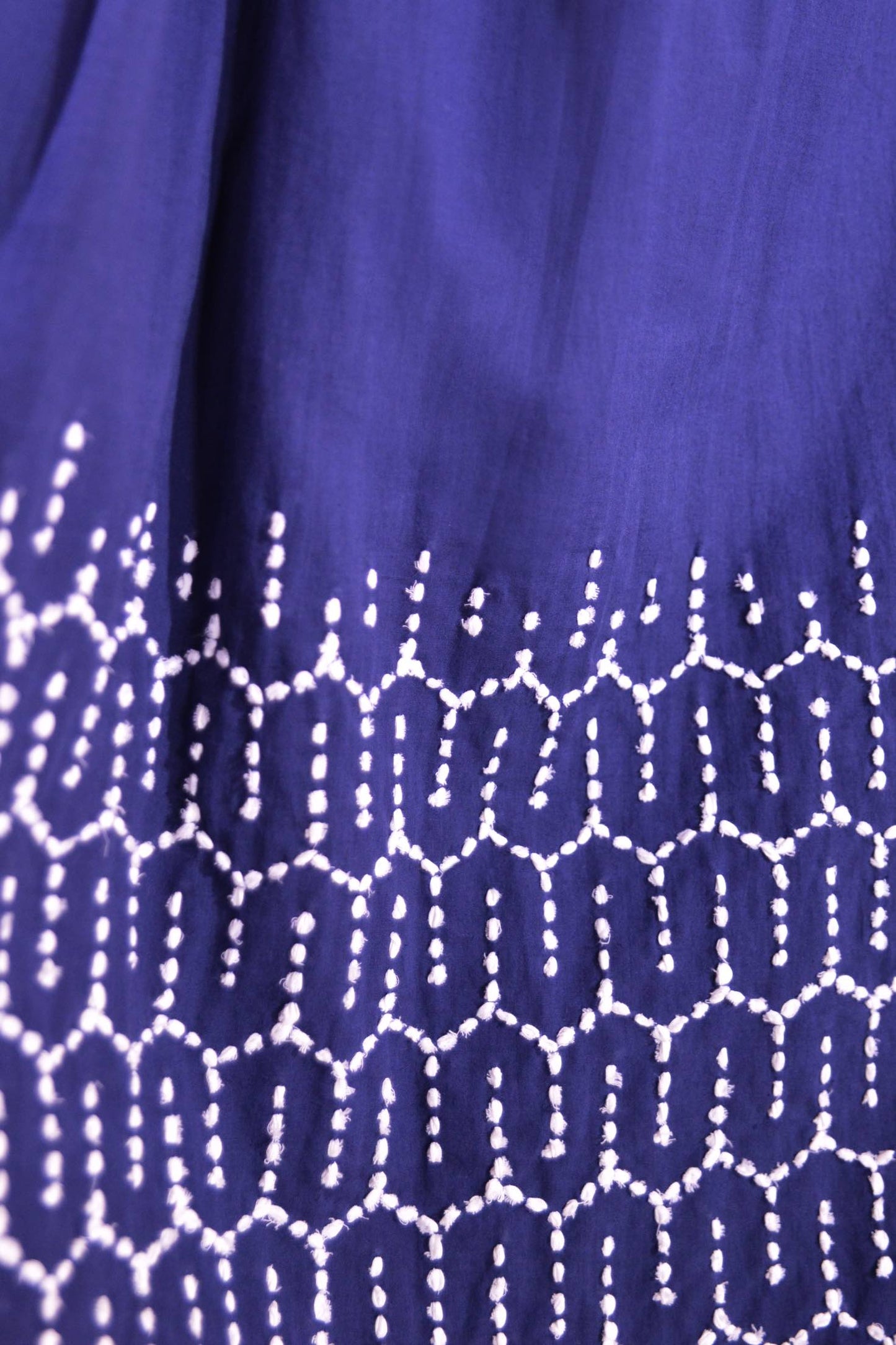 Sustainable puff sleeve dress in organic cotton with upcycled Indian jaal embroidery by Paiwand, handcrafted ethical fashion for everyday and occasion wear. 