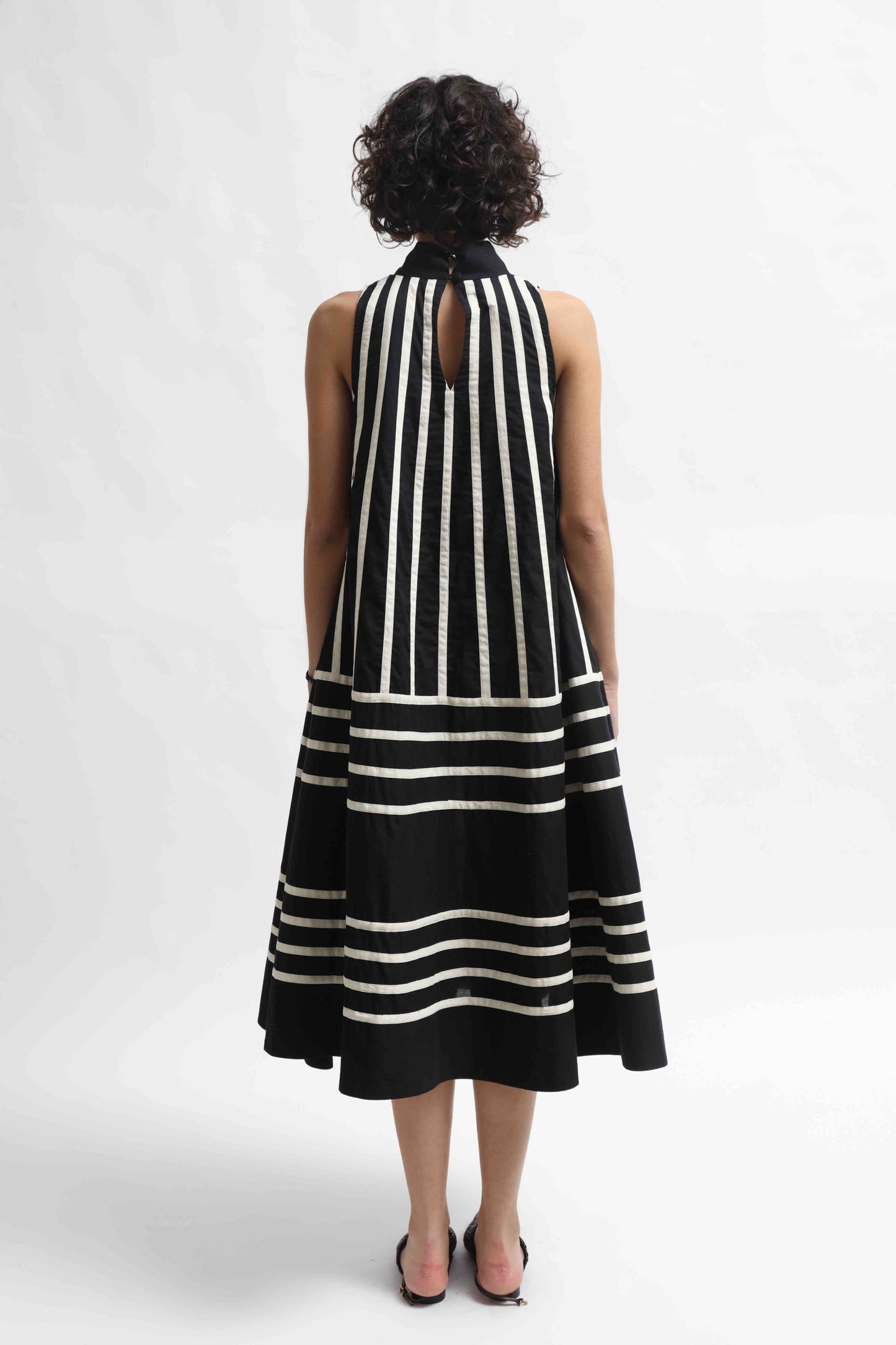 Rangoli Dress Mono by Ka-Sha – hand-dyed cotton dress with flared silhouette, back button closure, and unique artisanal detailing. Part of House of Woven Stories selection.