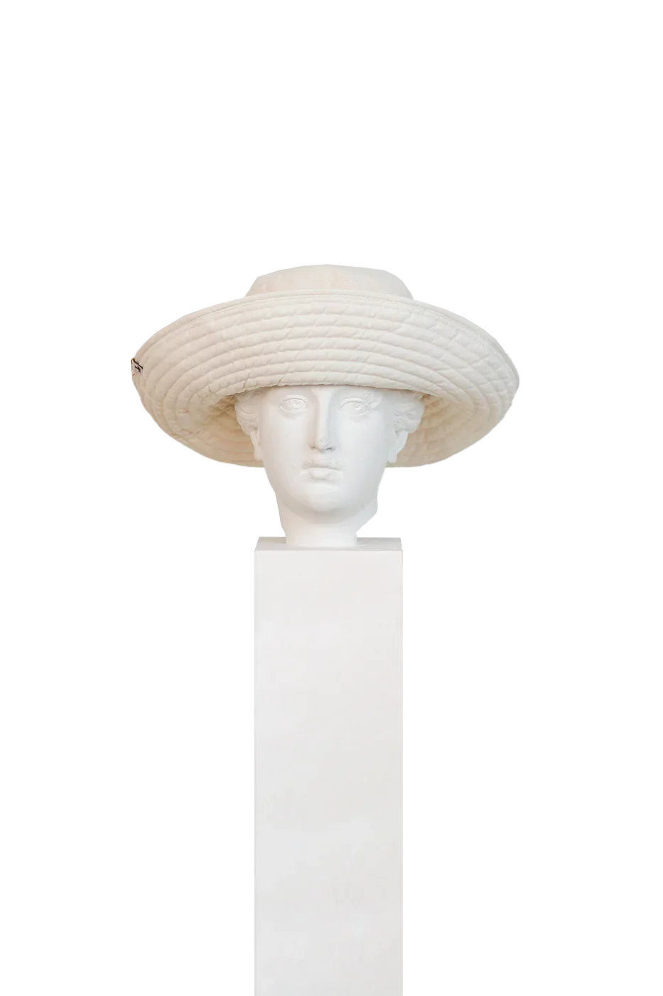 Reversible hand-painted hat with 12 cm brim and cotton lining, made sustainably by Romualda, featuring unique garden-inspired design.