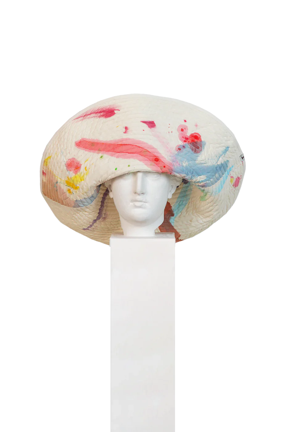 Reversible hat by Romualda, hand-painted and made in Spain using natural and sustainable materials. Unique, artisanal, and wearable art. Part of House of Woven Stories selection.