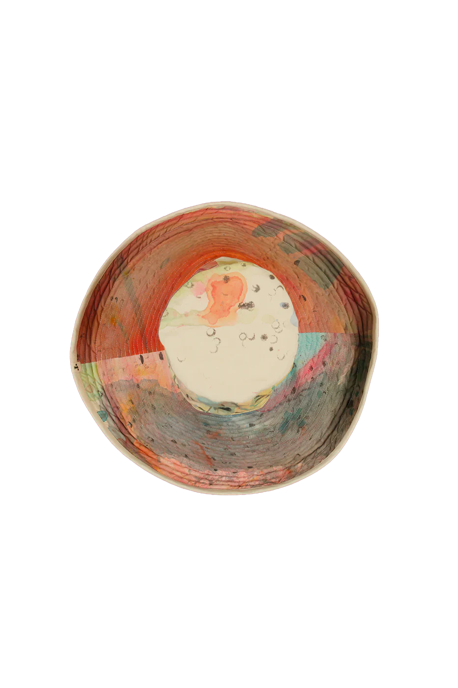 Reversible hat by Romualda, hand-painted and made in Spain using natural and sustainable materials. Unique, artisanal, and wearable art. Part of House of Woven Stories selection.
