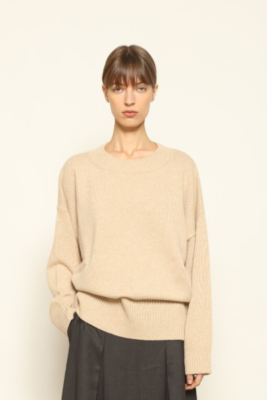Natural Nena Round Neck Sweater - House of Woven Stories