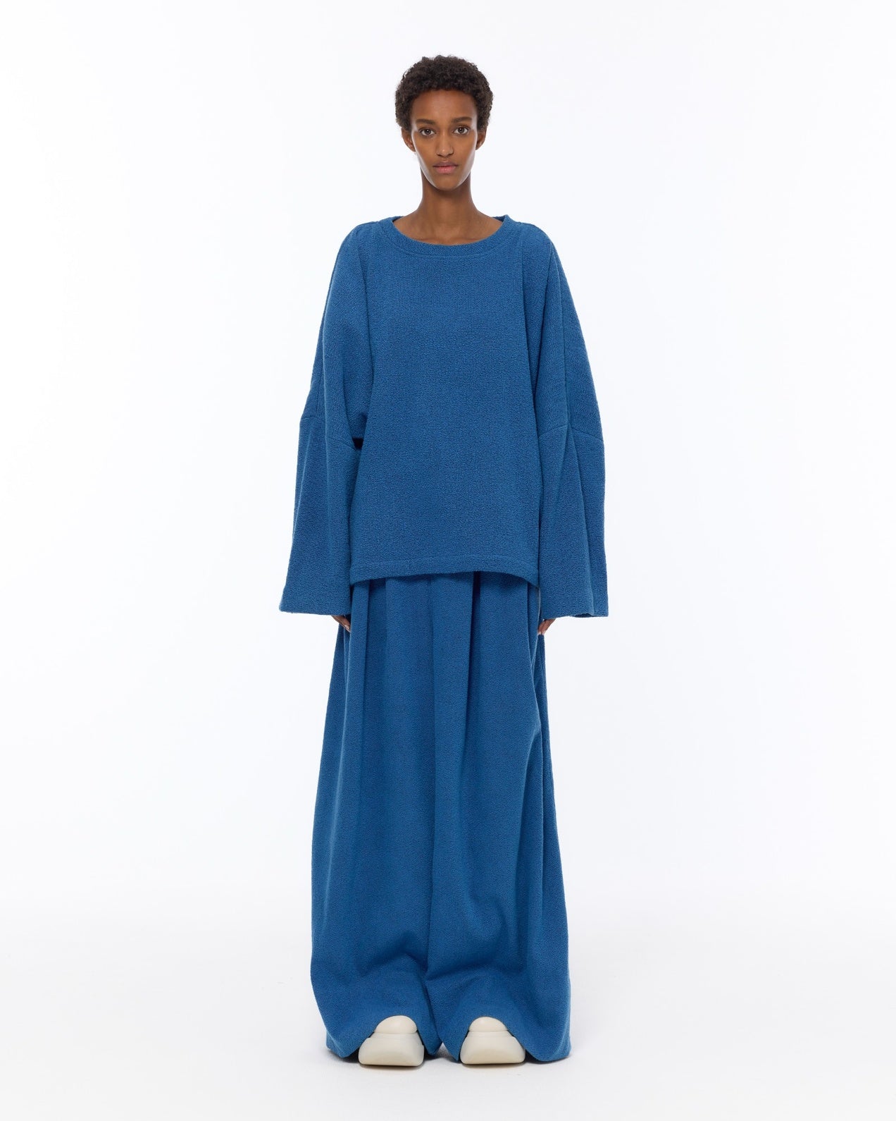 The Mid Rise French Blue Boucle Pant - Marrakshi Life