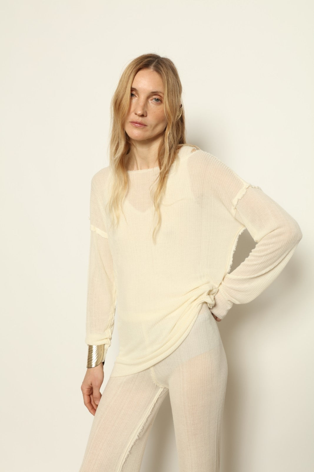 Anastasia Milk Yarn Sweater by Gudrun & Gudrun, part of House of Nomad Stories collection, sustainable milk fiber knitwear with soft silk-like texture and relaxed Nordic silhouette
