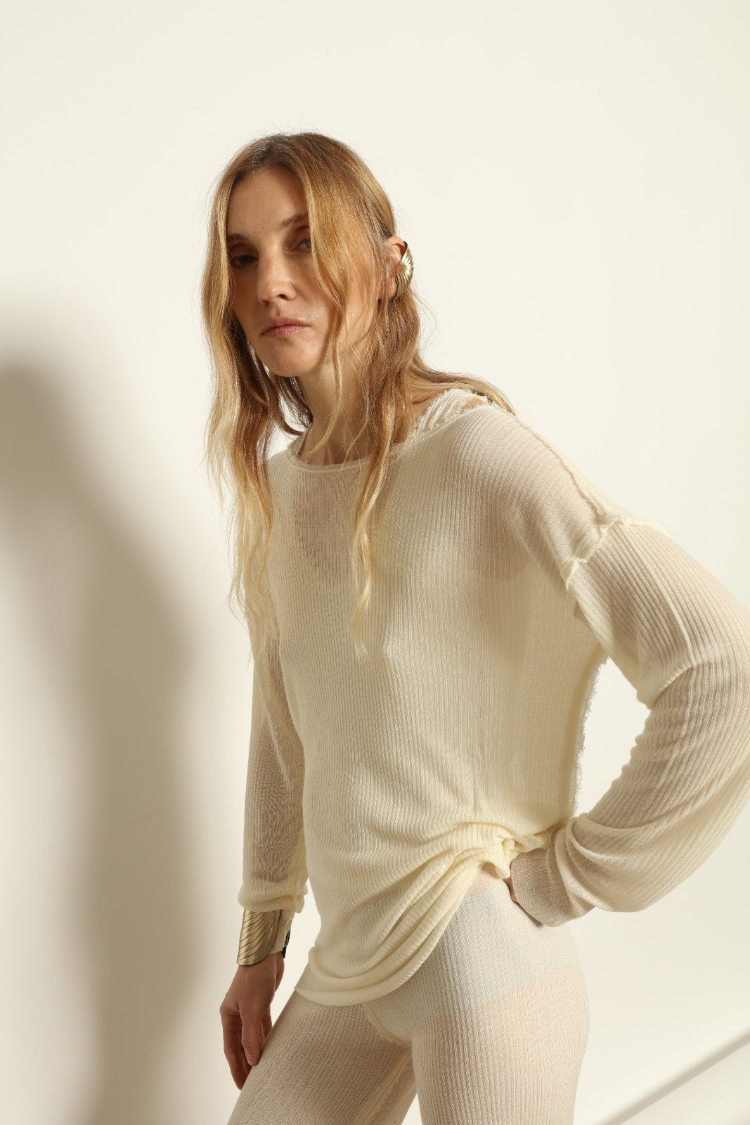 Anastasia Milk Yarn Sweater by Gudrun & Gudrun, part of House of Nomad Stories collection, sustainable milk fiber knitwear with soft silk-like texture and relaxed Nordic silhouette