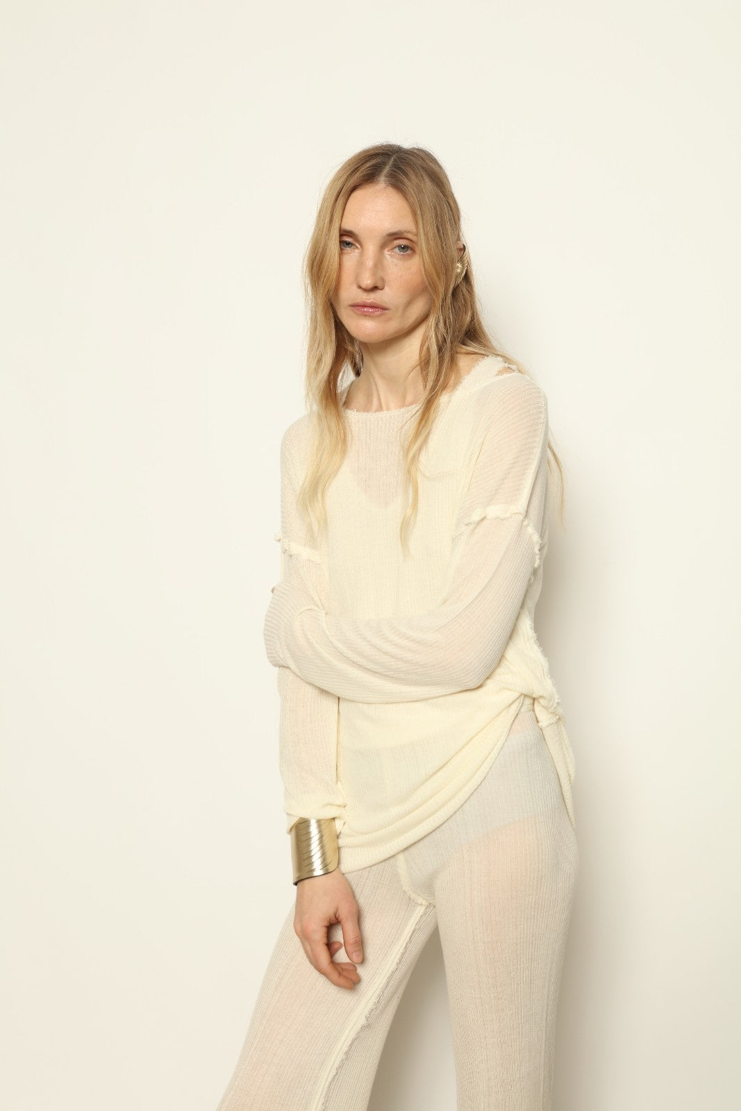 Anastasia Milk Yarn Sweater by Gudrun & Gudrun, part of House of Nomad Stories collection, sustainable milk fiber knitwear with soft silk-like texture and relaxed Nordic silhouette