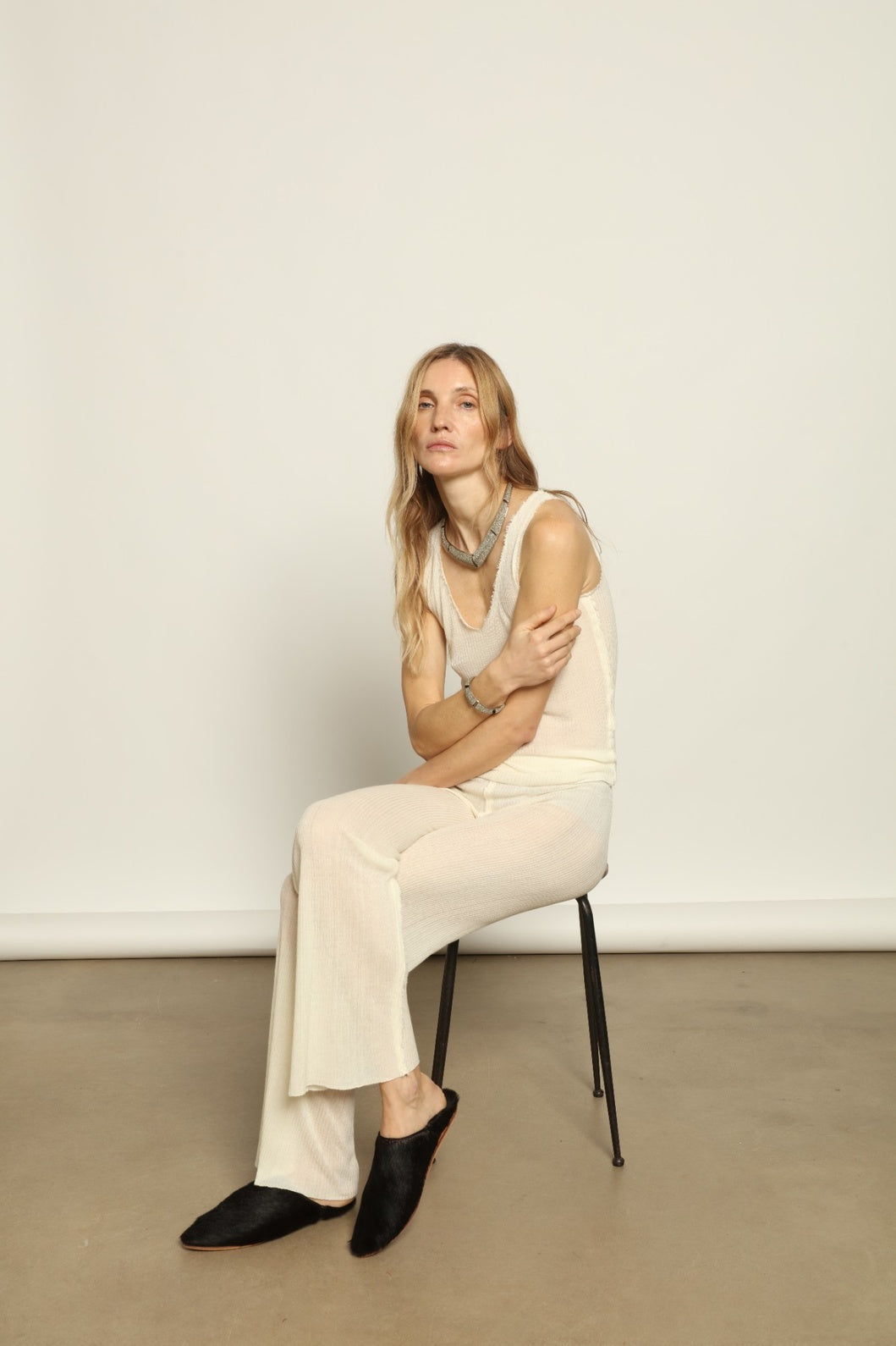 Angela Milk Yarn Top by Gudrun & Gudrun, part of House of Nomad Stories collection, sustainable milk fiber knit top with silk-like softness and relaxed Nordic silhouette