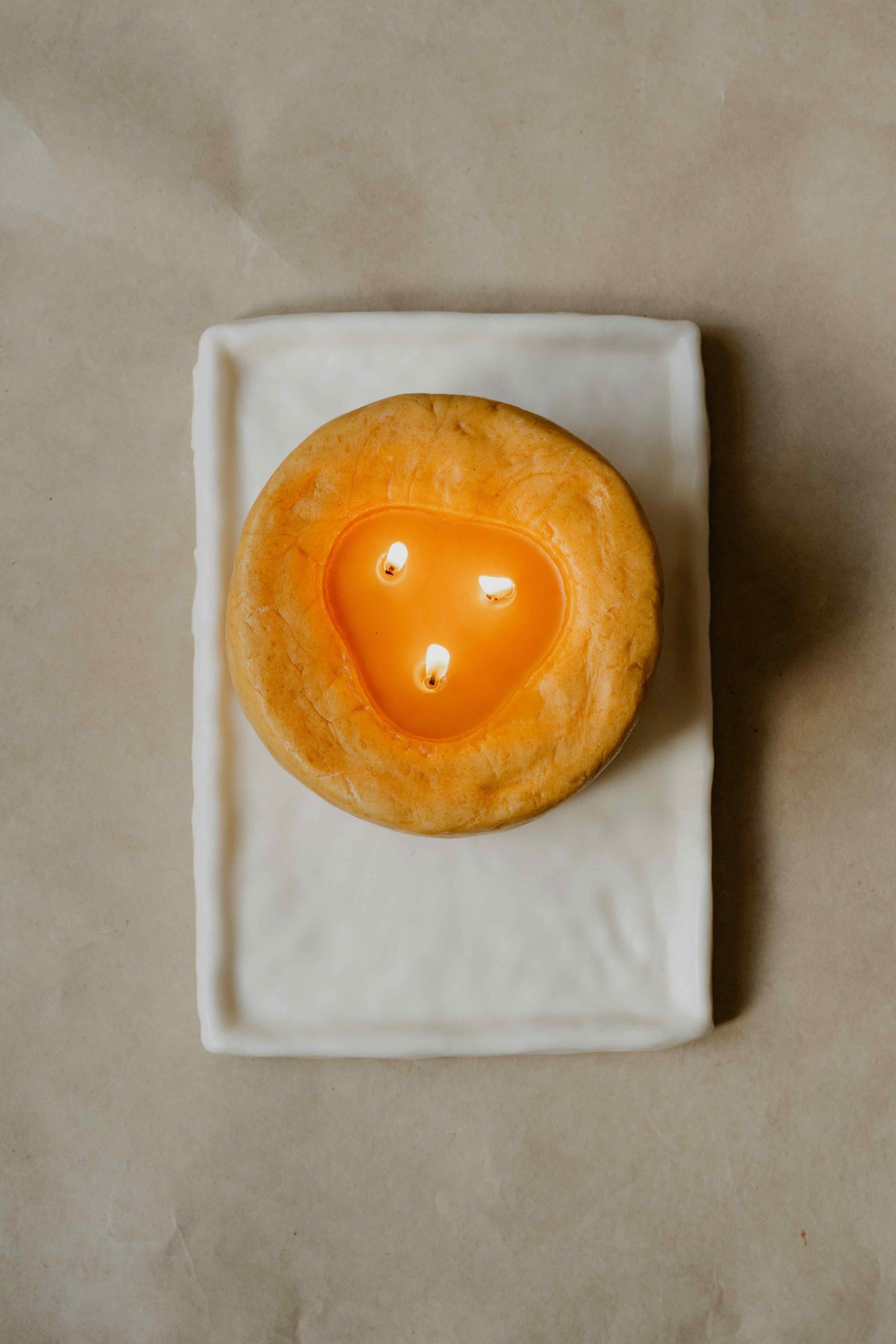 KLOTZ 3-Wick Candle in Honey by Oberflacht, part of the House of Woven Stories selection, handmade in the Black Forest from beeswax with natural variations in shape, colour, and texture.