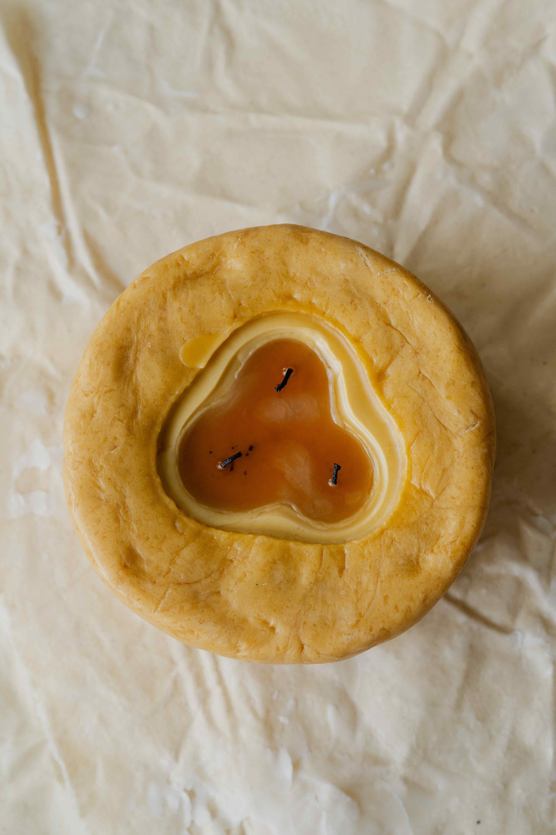 KLOTZ 3-Wick Candle in Honey by Oberflacht, part of the House of Woven Stories selection, handmade in the Black Forest from beeswax with natural variations in shape, colour, and texture.