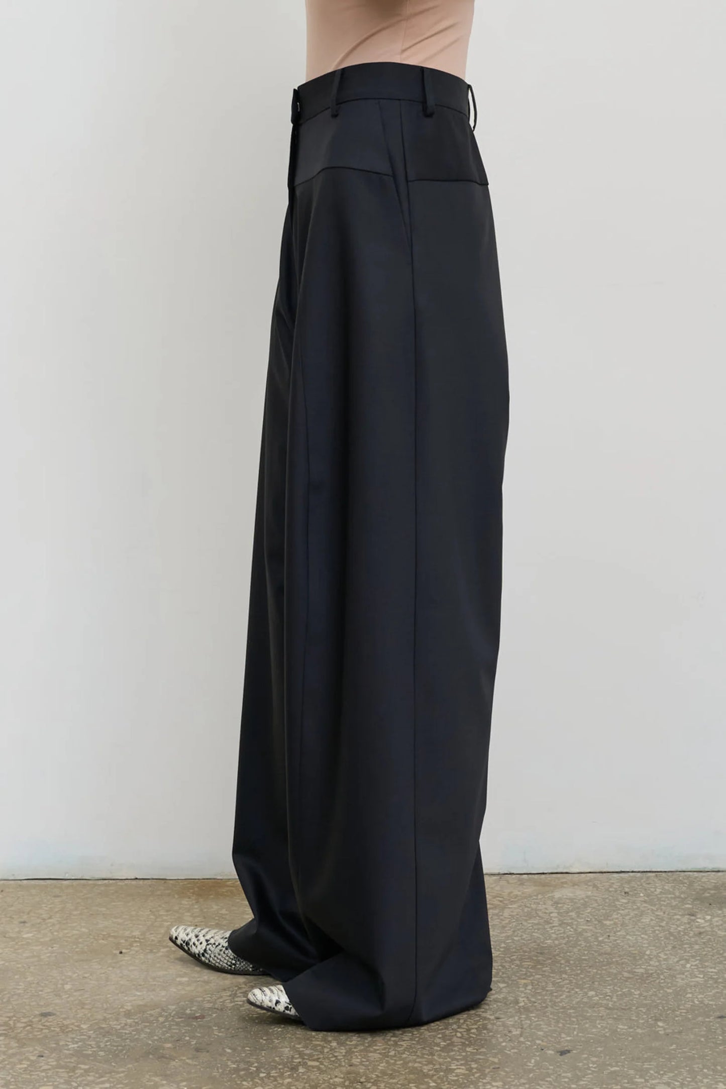 High-Rise Wool Wide-Length Pants - Litkovska