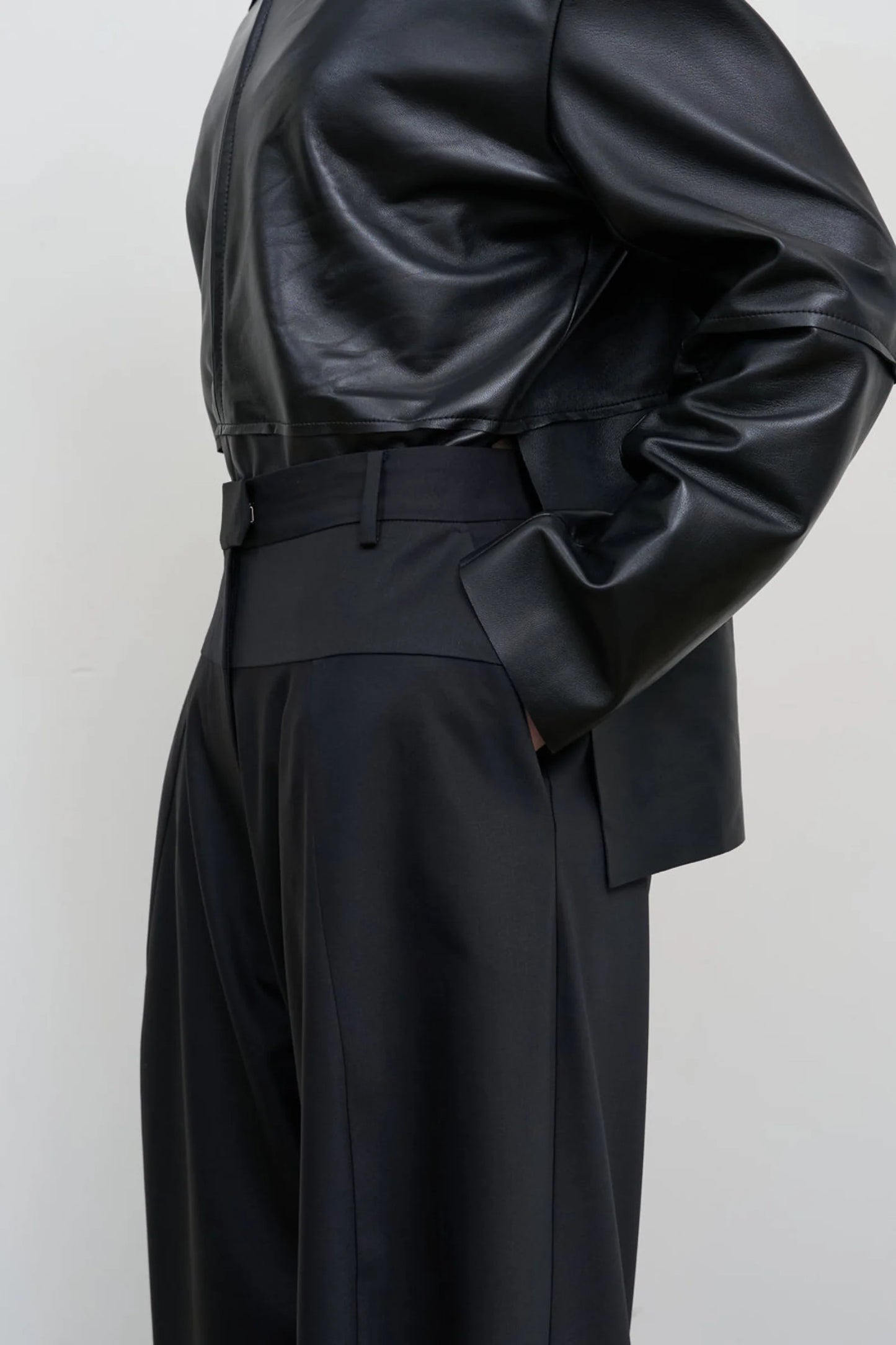 High-Rise Wool Wide-Length Pants - Litkovska