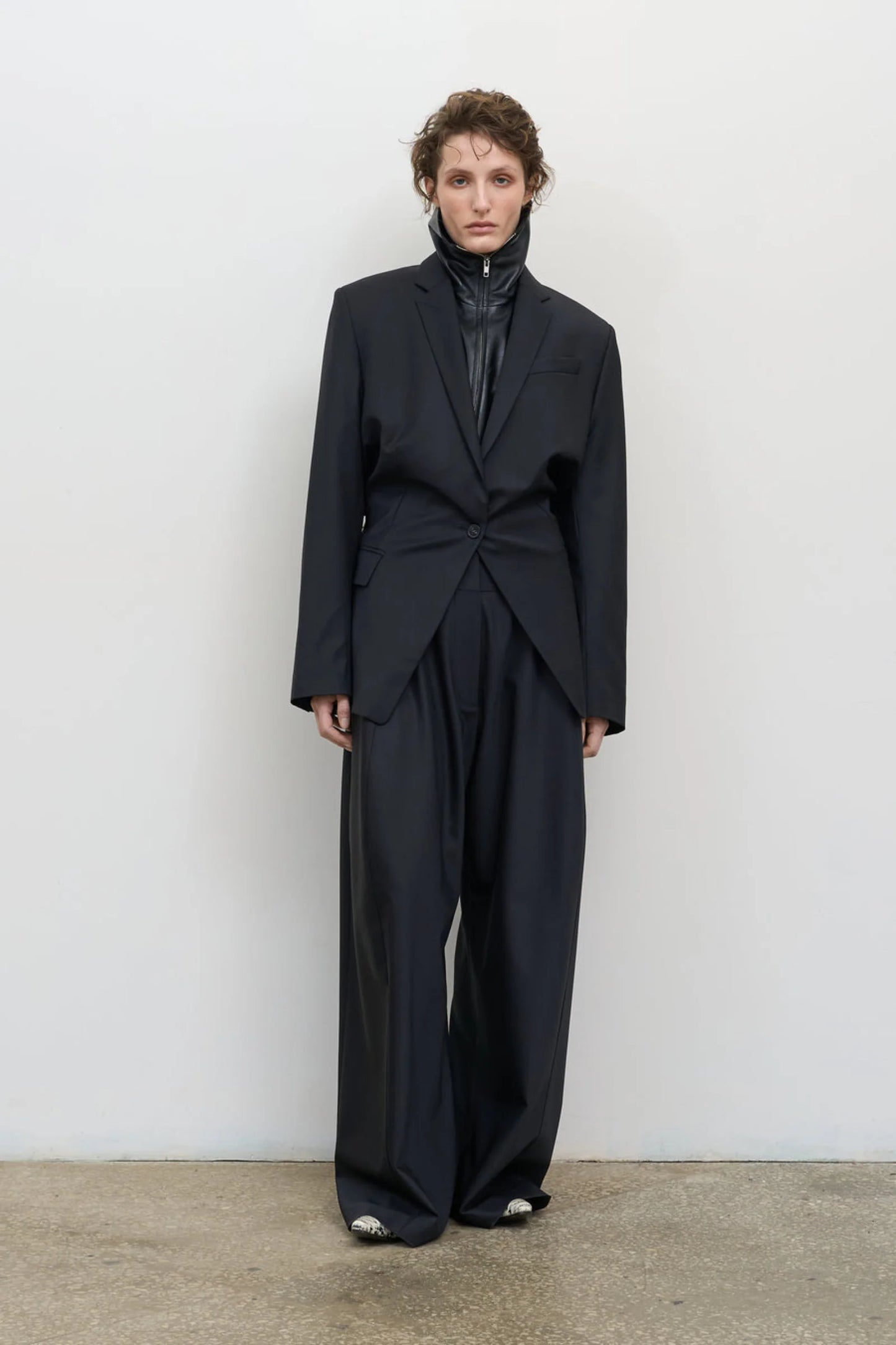 High-Rise Wool Wide-Length Pants - Litkovska