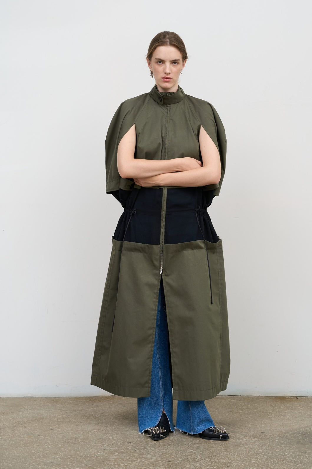 Decontructed Trench Cape with Contrasting Waist - Litkovska