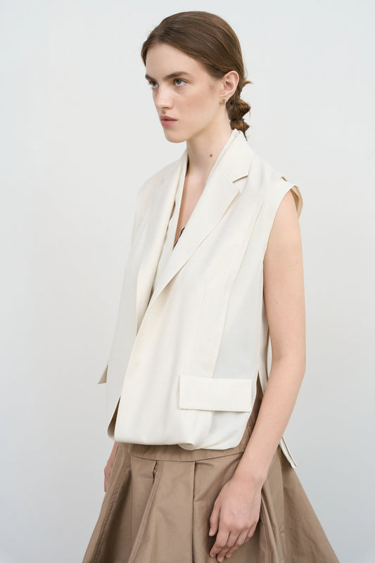 Layered Tucked Hem Vest - Litkovska