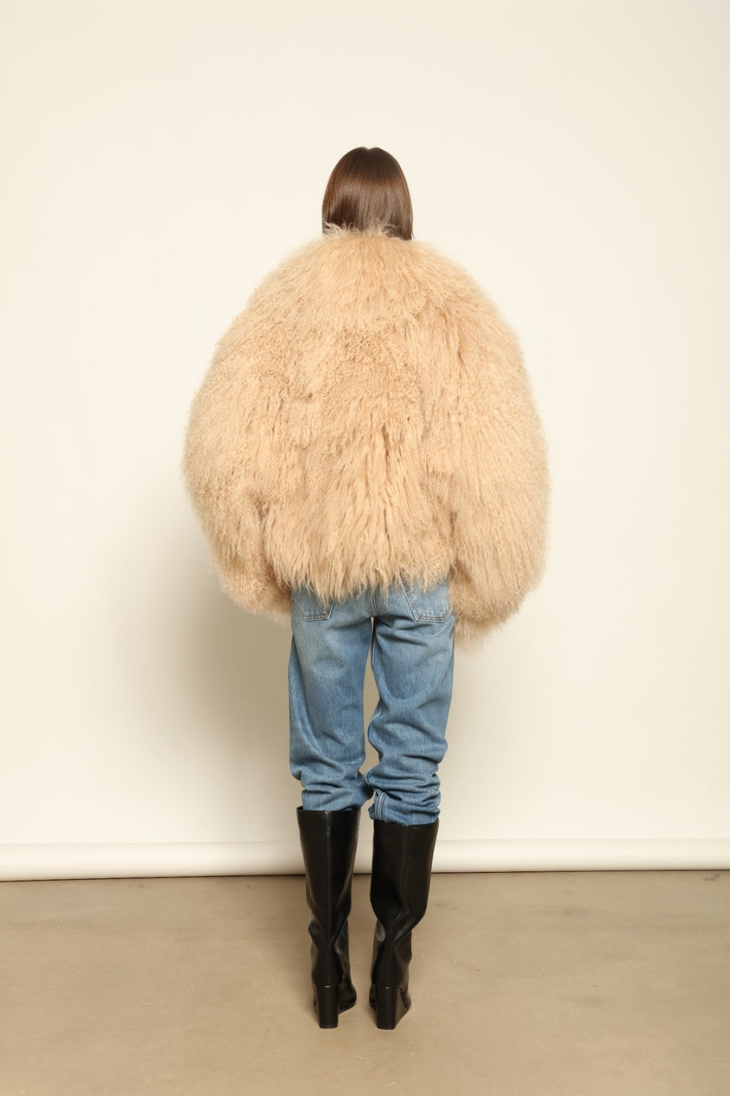 Mongolia Camel Shearling Jacket by Blancha Luxury Sheepskin Coat