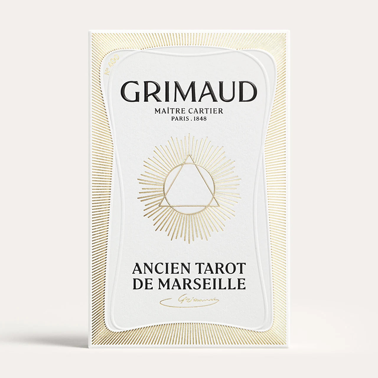 N°400 Tarot de Marseille by Grimaud Paris from the House of Woven Stories selection, luxury 78-card tarot deck made in France with illustrated design, gold foil details and collector edition packaging.