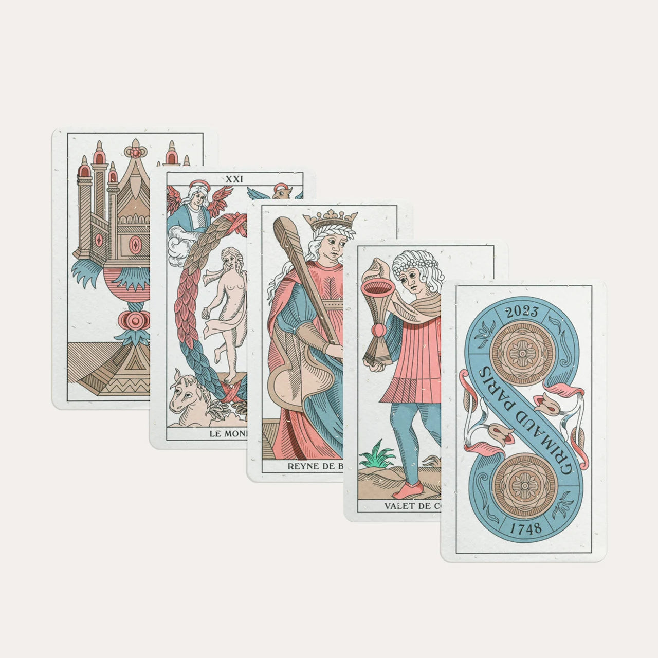 N°400 Tarot de Marseille by Grimaud Paris from the House of Woven Stories selection, luxury 78-card tarot deck made in France with illustrated design, gold foil details and collector edition packaging.