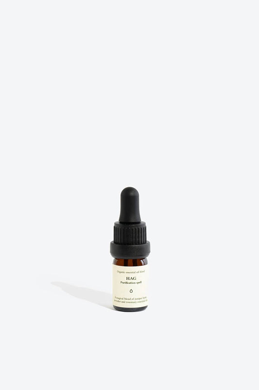 Hag essential organic oil blend by Smells Like Spells, available at House of Woven Stories, crafted for cleansing negative energy and restoring harmony at home.