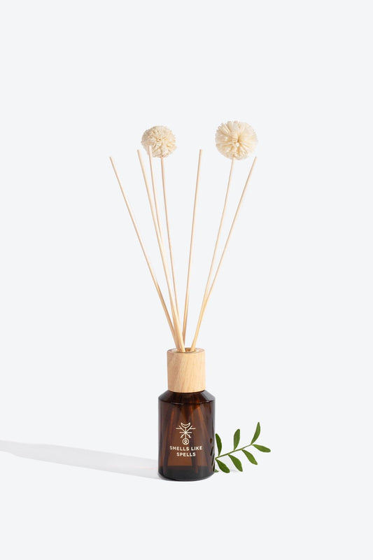 Freyr home fragrance diffuser by Smells Like Spells, handcrafted with patchouli, agarwood, and ambergris for financial prosperity and positive energy.