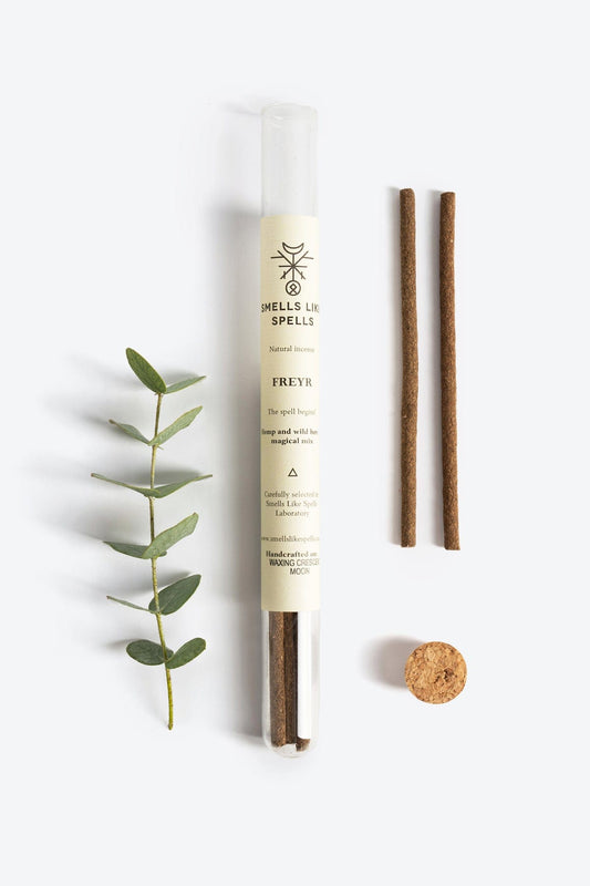 Handcrafted natural hemp and wild herbs incense sticks by Smells Like Spells, designed to promote financial prosperity and abundance.