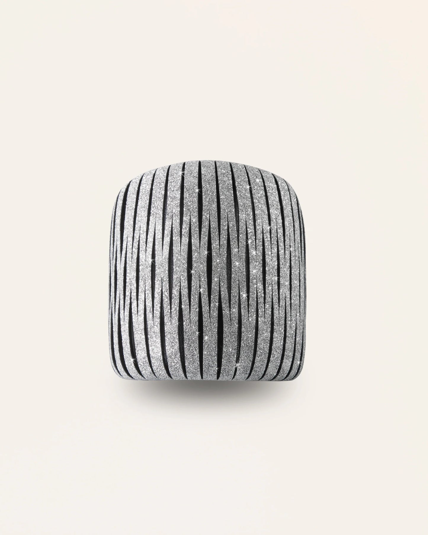 The Great Crystal Silver leather bracelet by SO-LE STUDIO, handcrafted in Tuscany, wide silver-toned design with crystal accents, adjustable and sculptural on the wrist